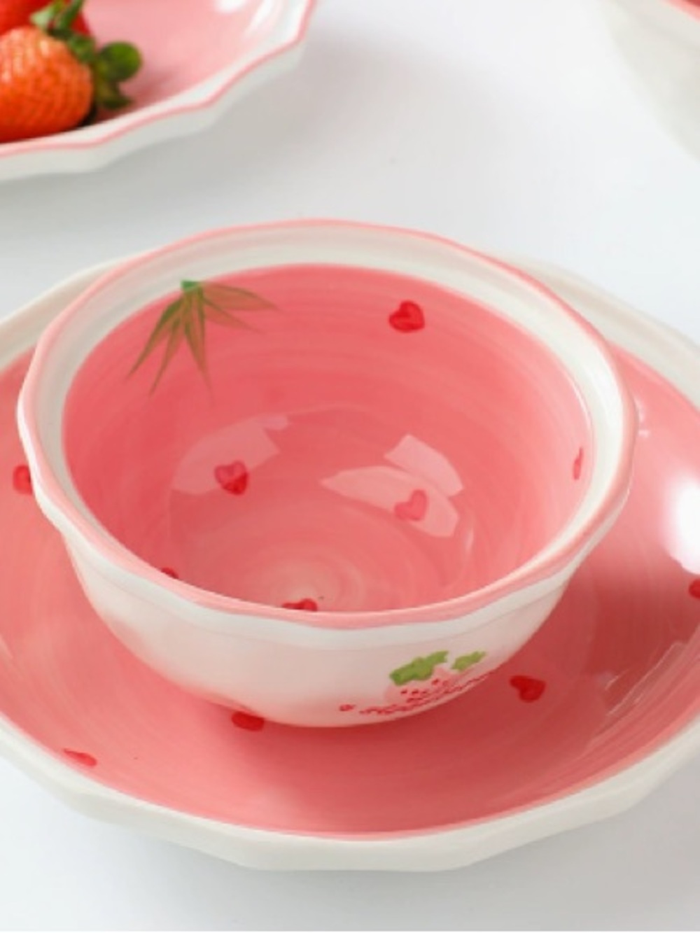 Sweet Strawberry Pink Ceramic Bowl - Charming Home Art